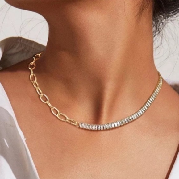 KB Jewelry - Gold Plated Paper clip necklace choker womens trendy jewelry